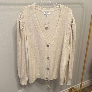 Candace Cameron Bure Cream Cardigan Sweater